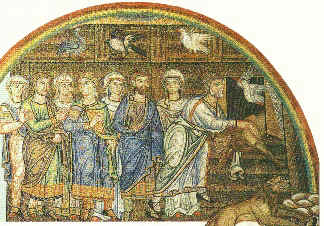 Noach leidt zijn dieren naar de ark in dit fresco uit de San Marco-kathedraal in Venetië.